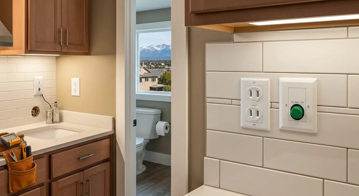 GFCI outlet installation in kitchen and bathroom