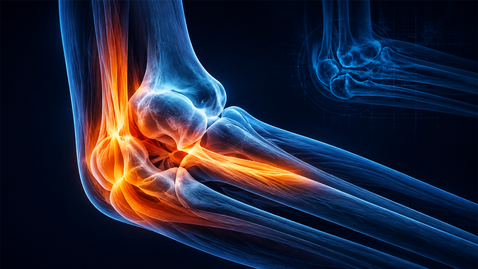 Illustration comparing PRP and prolotherapy for elbow tendon, ligament, and joint pain
