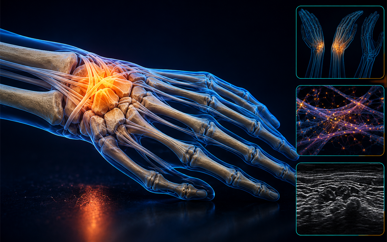Illustration about platelet releasate for wrist and hand nerve pain
