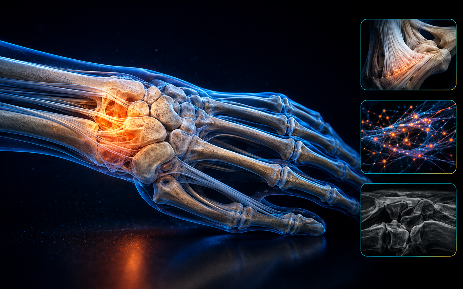Illustration about non-surgical treatments for wrist and hand joint pain