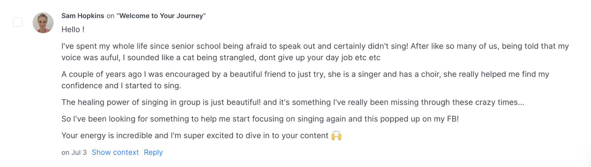 Student testimonial