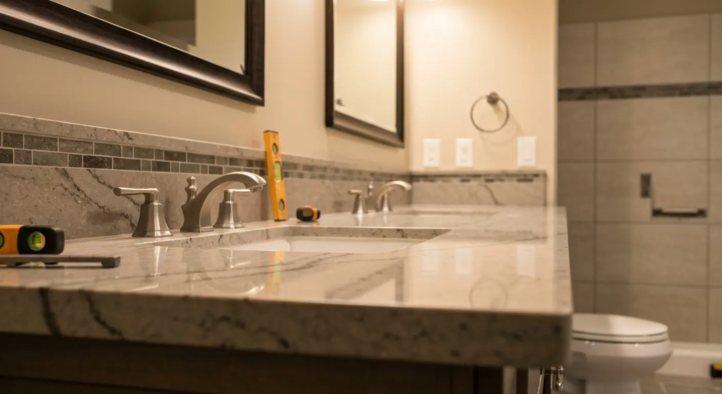 Custom bathroom vanity with granite top