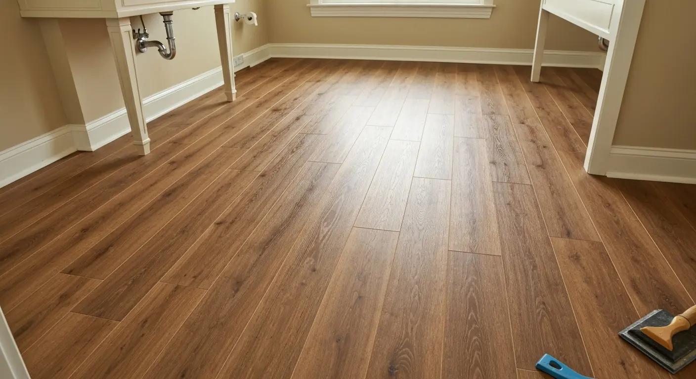 Luxury vinyl plank bathroom floor