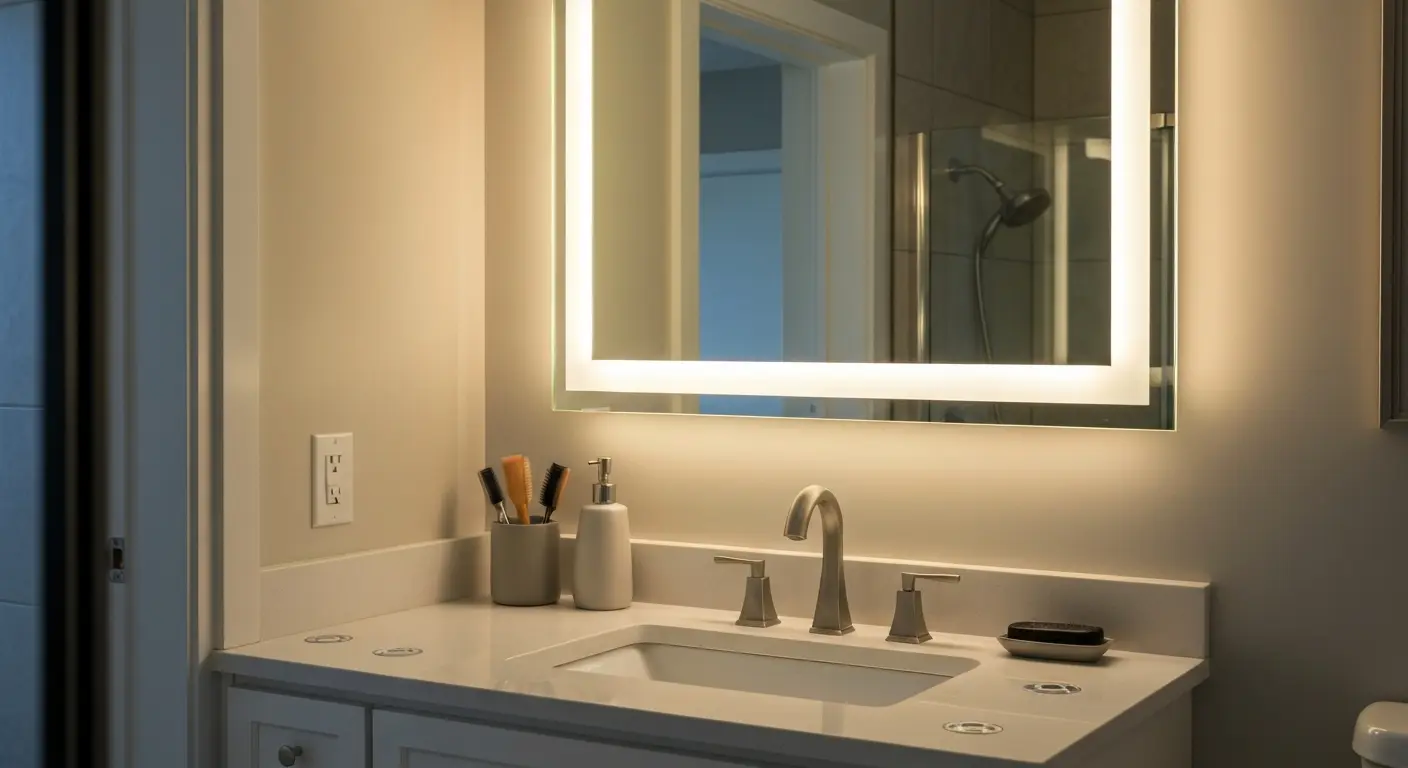 Bathroom vanity lighting and mirror
