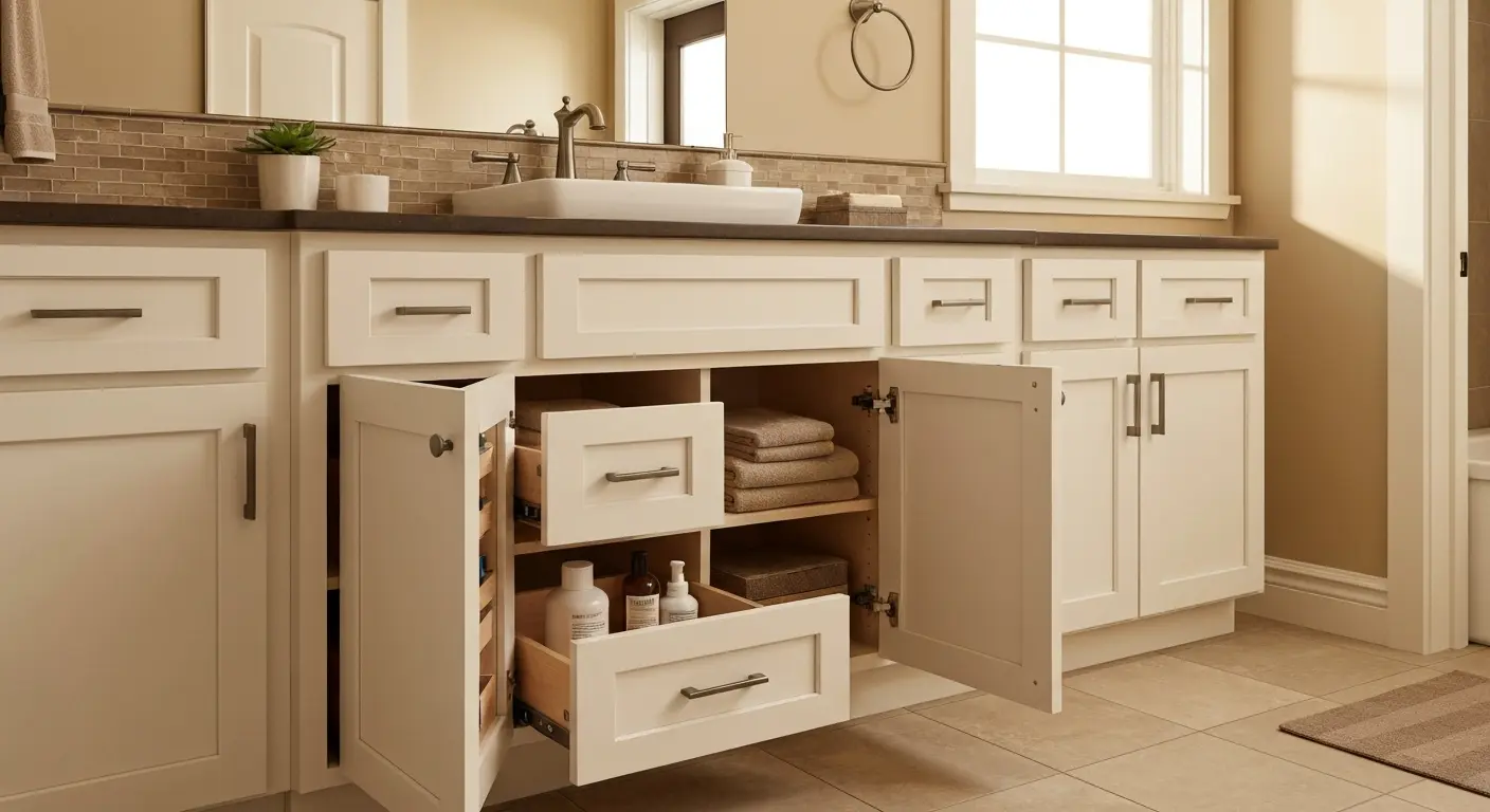 Bathroom vanity and cabinet storage