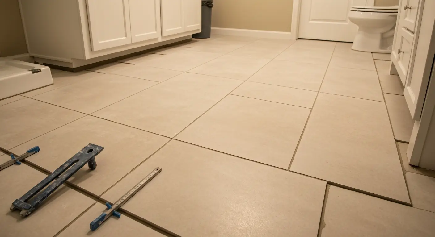 Porcelain tile bathroom floor