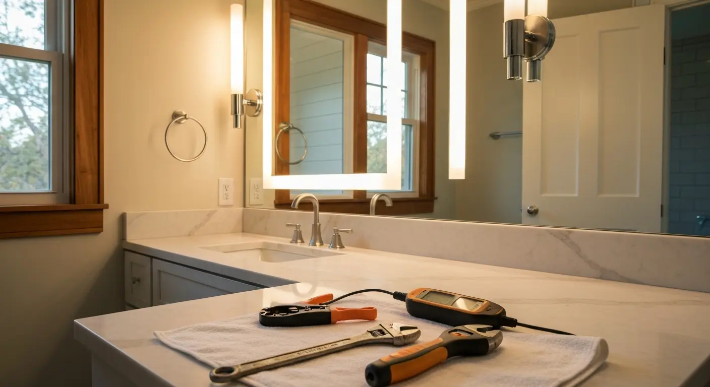 Bathroom vanity lighting installation
