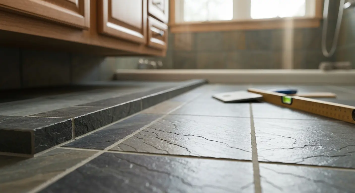 Natural stone bathroom floor