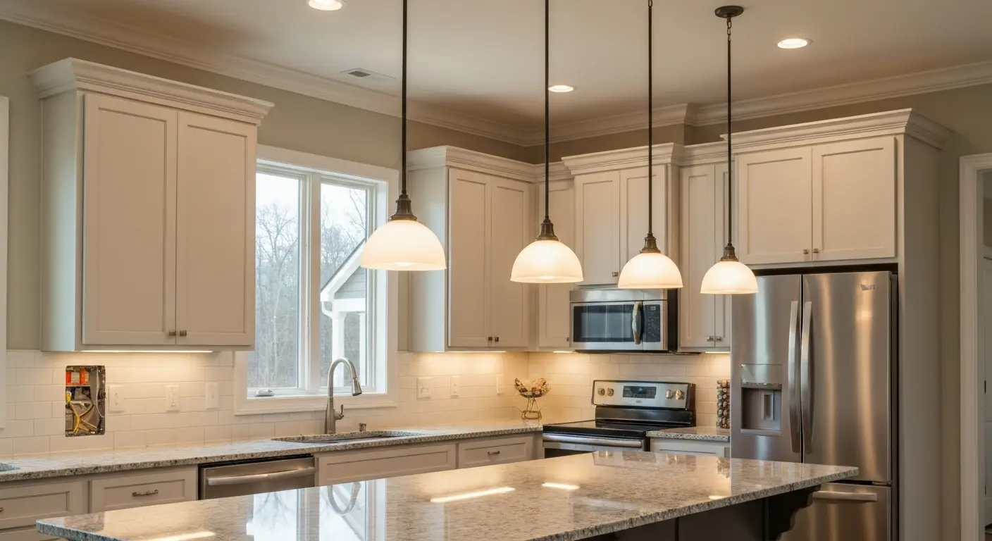 Kitchen island lighting and electrical installation