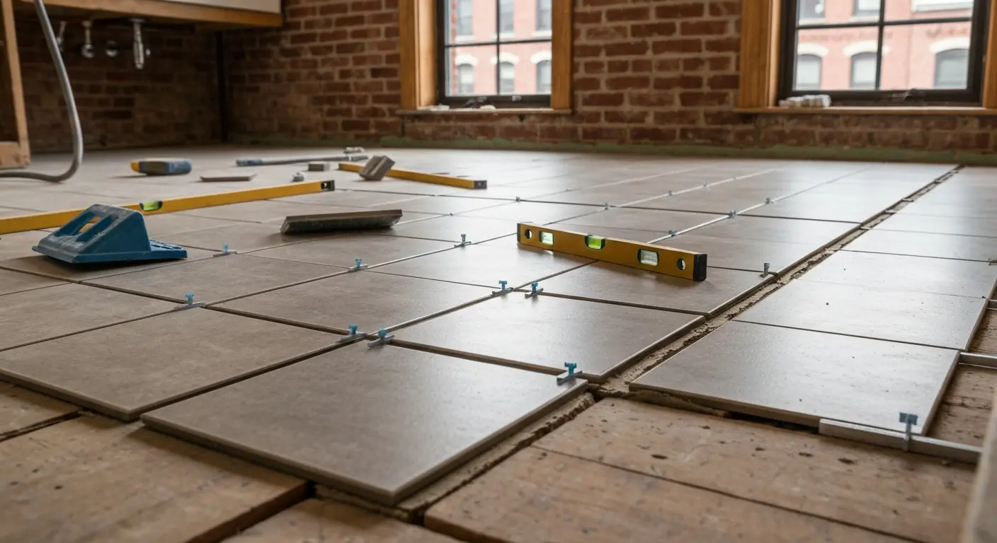 Bathroom flooring and tile work