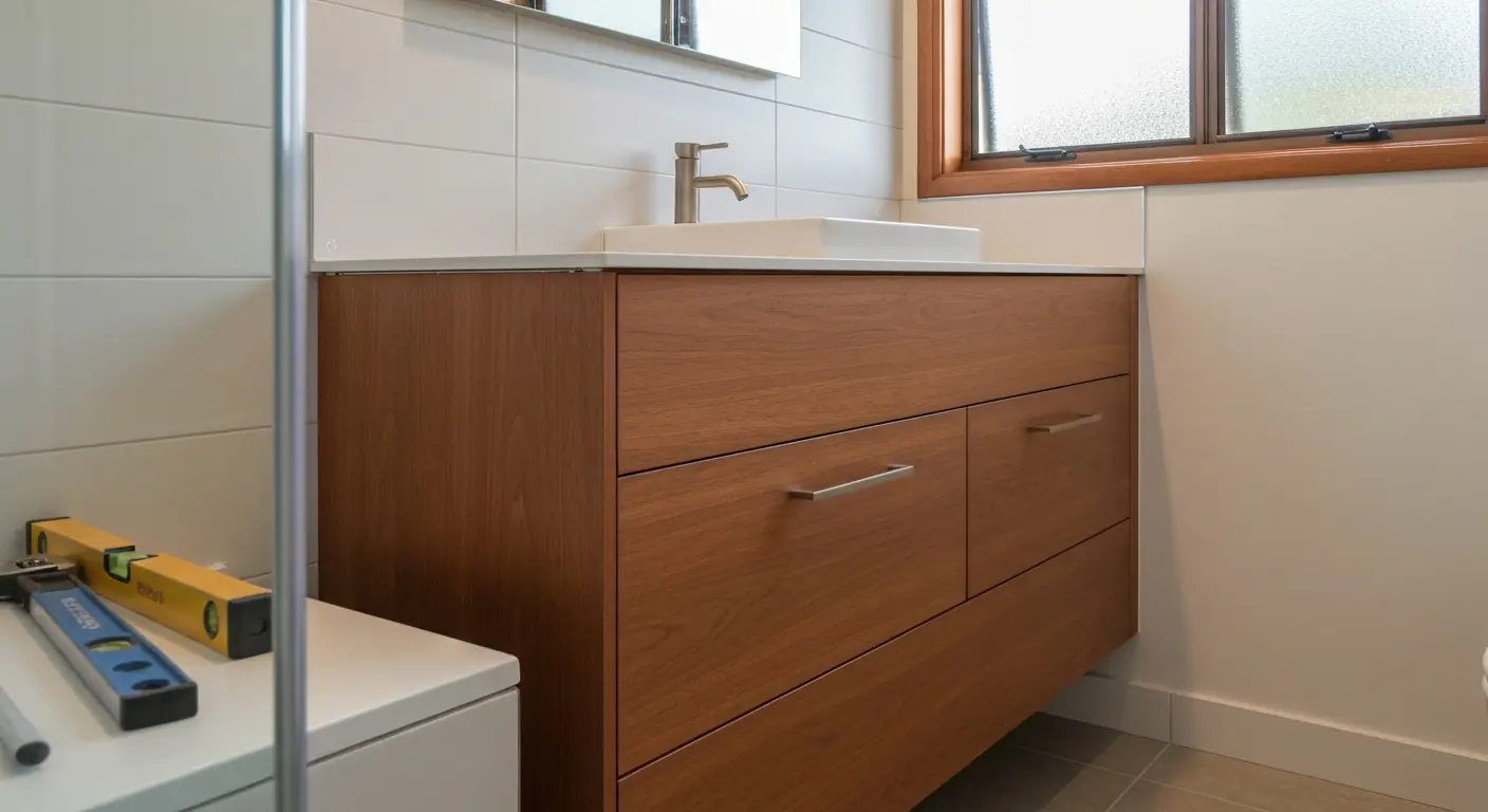 Custom bathroom vanity installation
