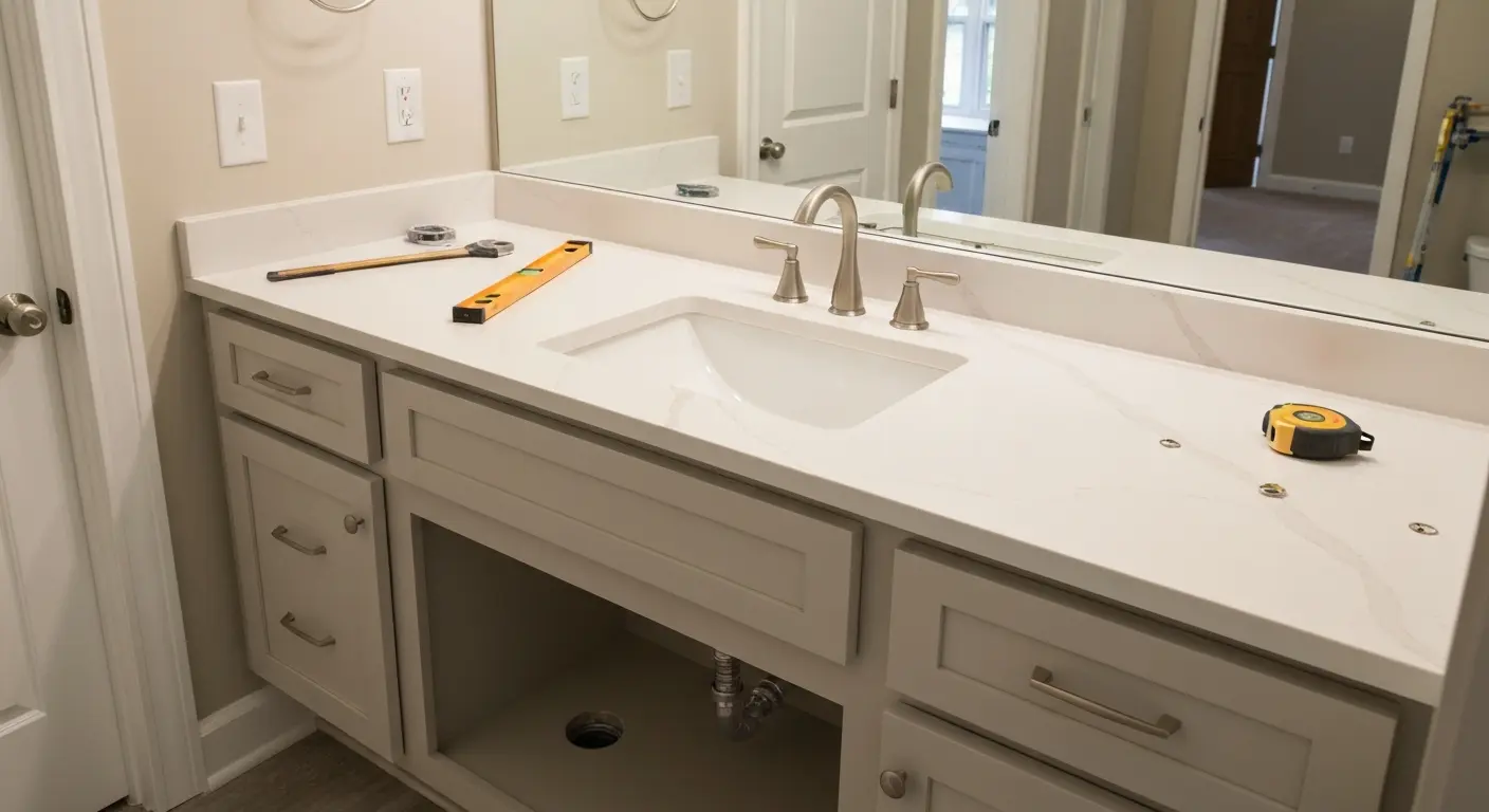 Custom bathroom vanity installation