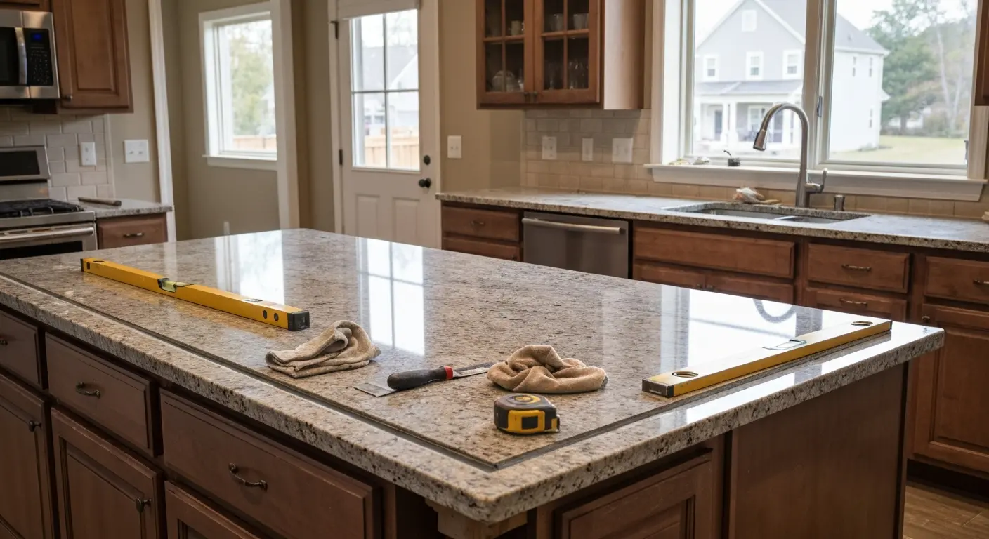 Island countertop materials and installation