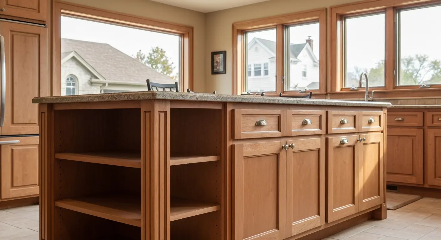 Kitchen island with custom cabinetry