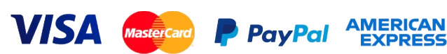 Visa, Mastercard, PayPal, American Express