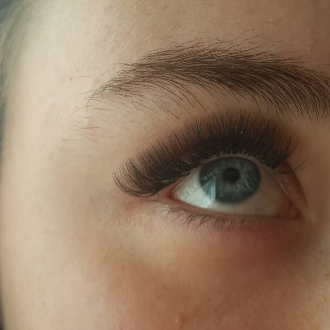 Lash extensions close-up