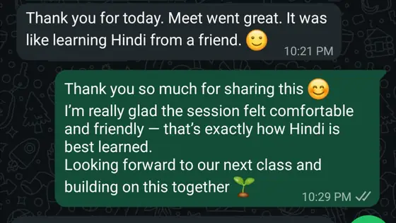 A learner says it was like learning Hindi from a friend