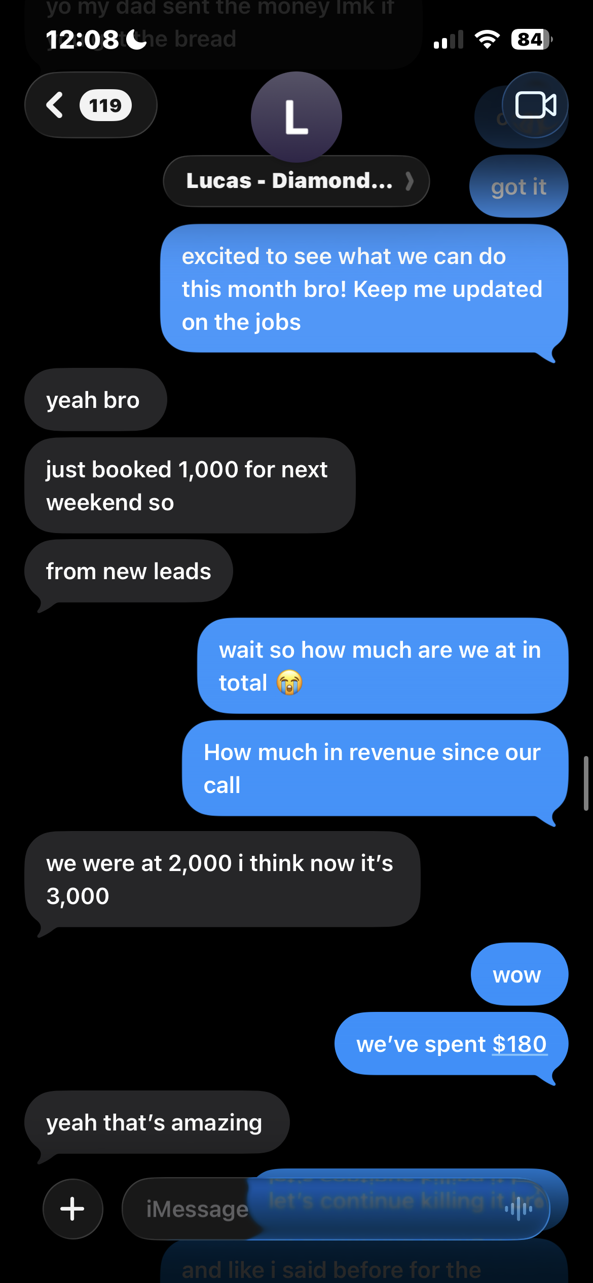 Text from the owner