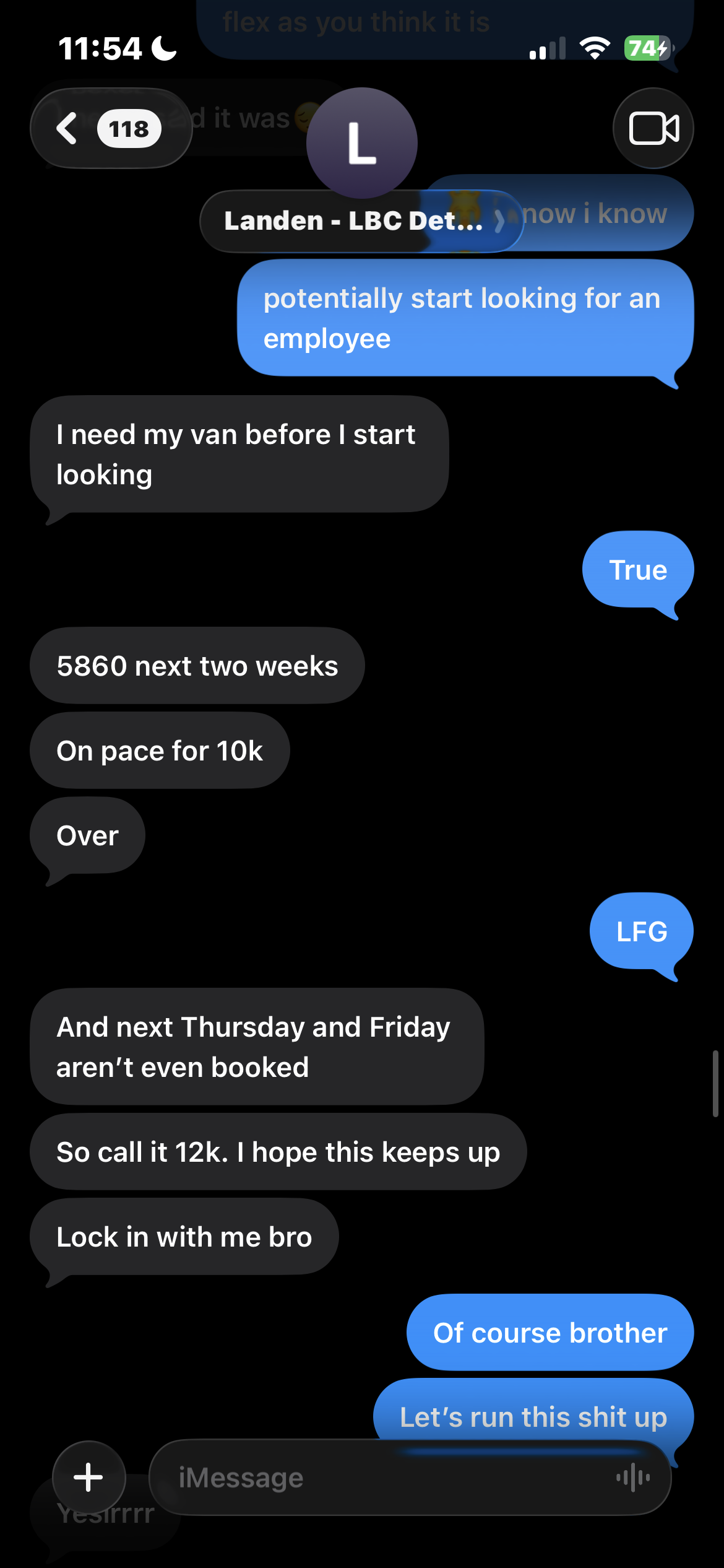 Text from the owner