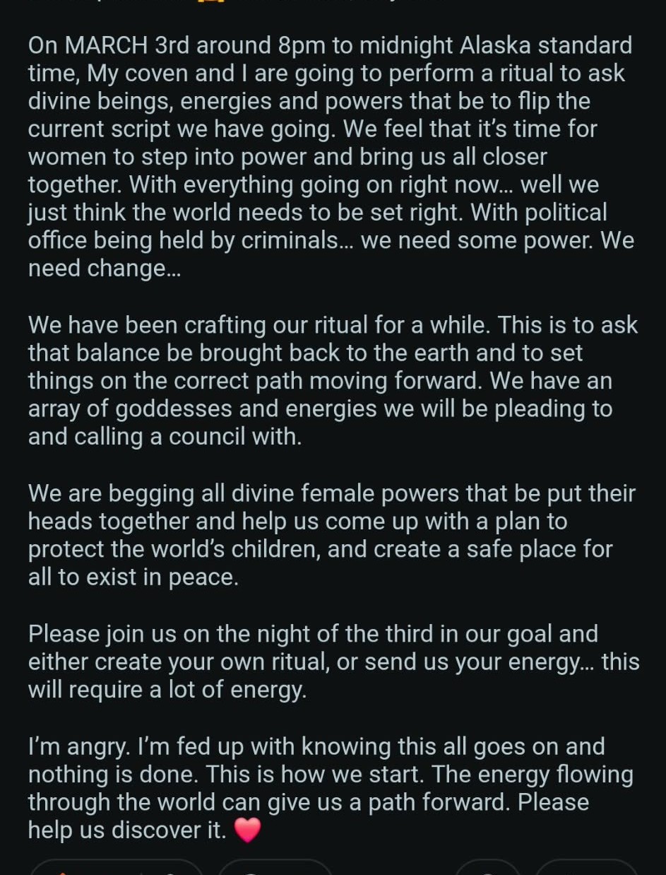 graphic shows a screenshot from a person in a group making a request for Energy to aid in some major Spell work being done graphic shows a screenshot from a person in a group making a request for Energy to aid in some major Spell work being done