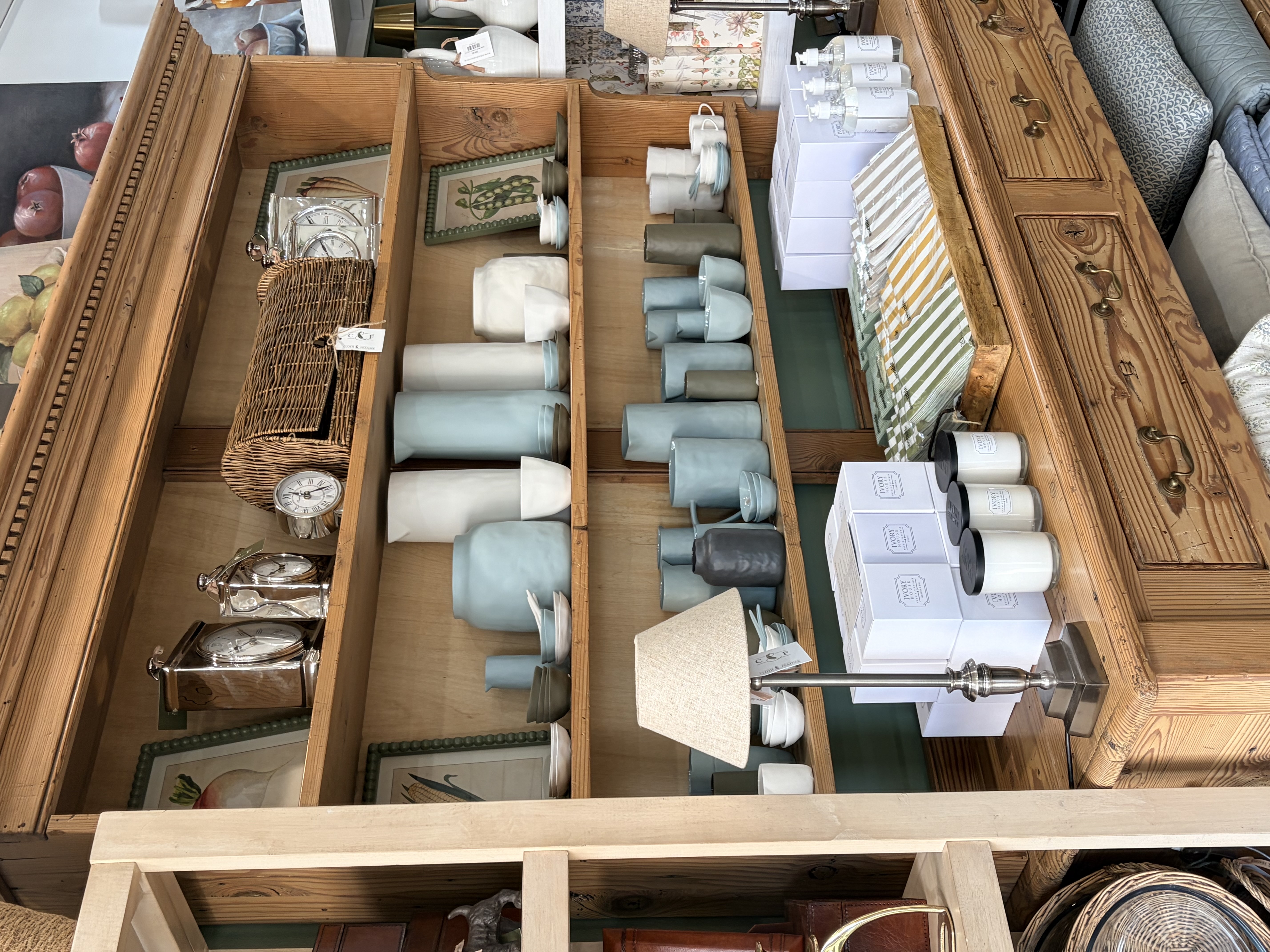 Styled shelves at Cloth & Feather