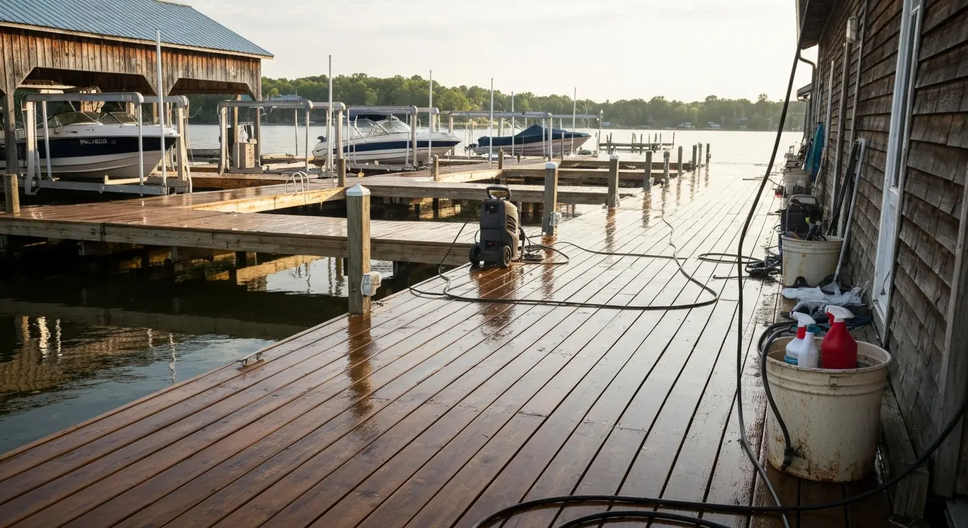 Commercial dock and equipment cleaning