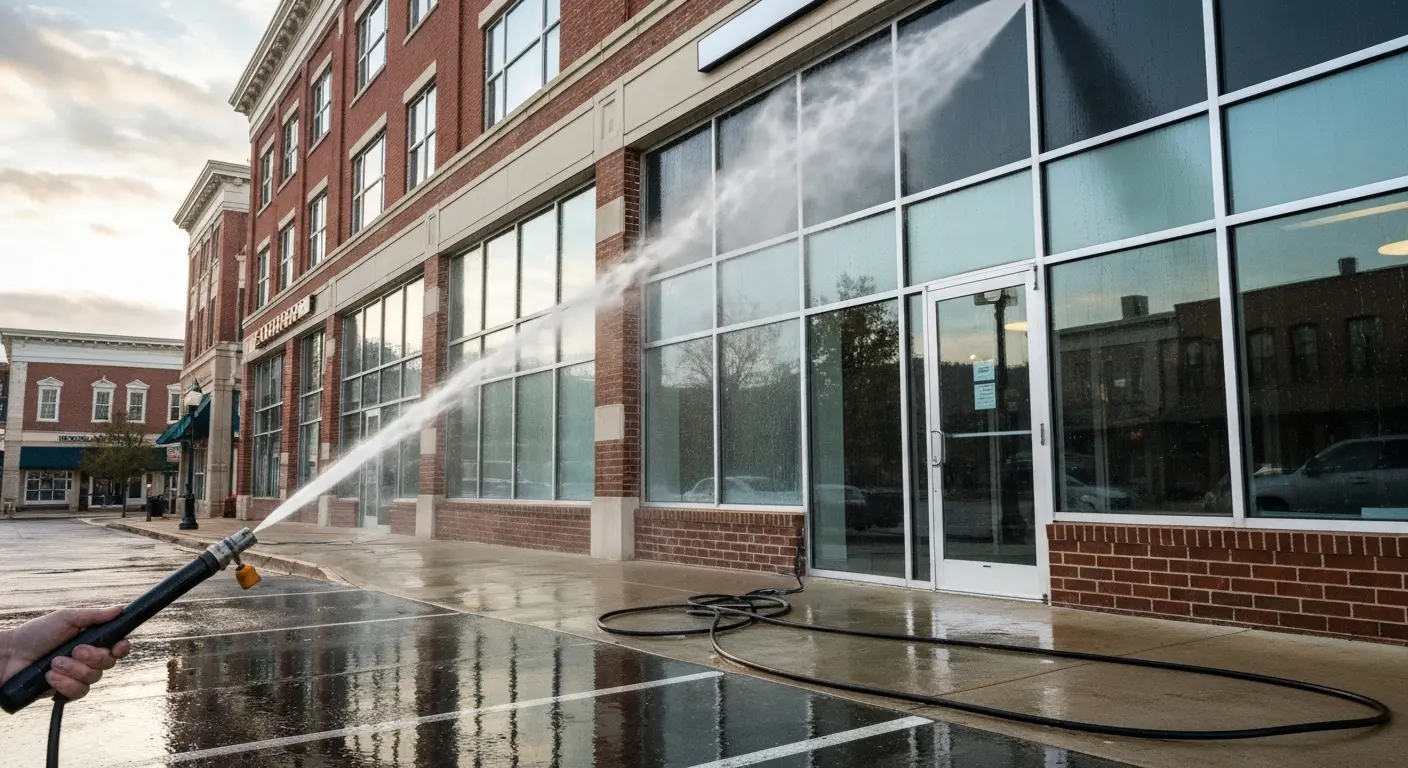Commercial pressure washing for retail and office buildings in Roanoke