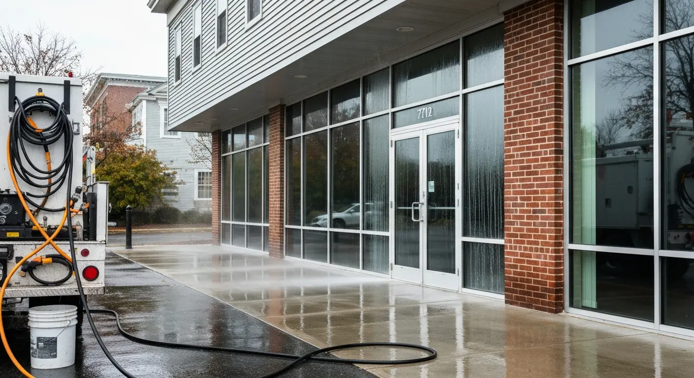 Commercial building pressure washing