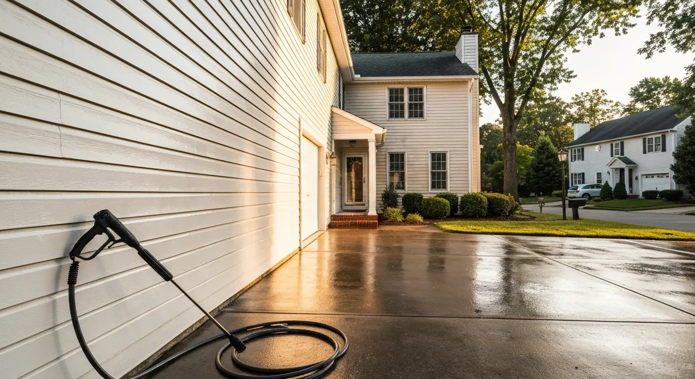 Residential house pressure washing