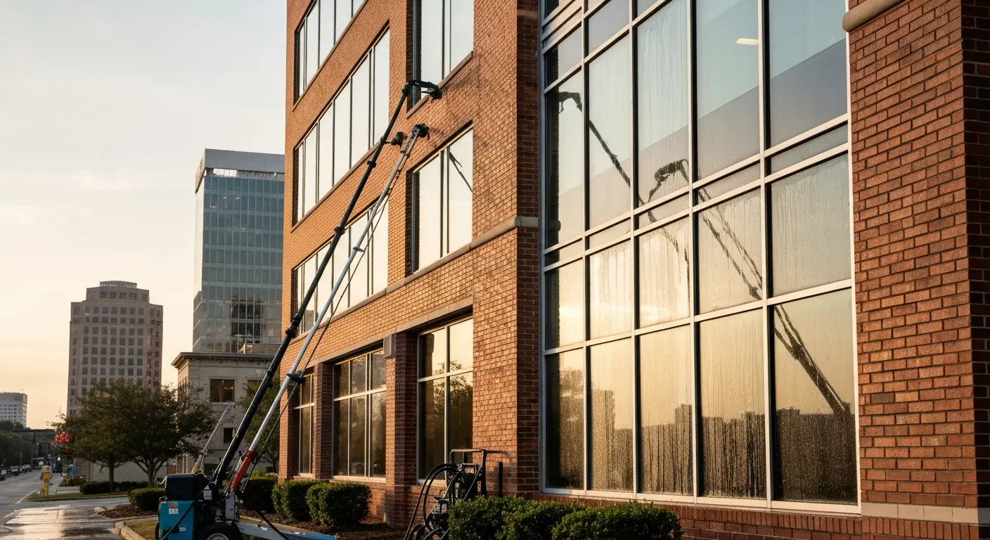 Commercial building exterior cleaning