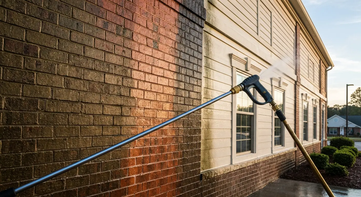 Commercial building pressure washing
