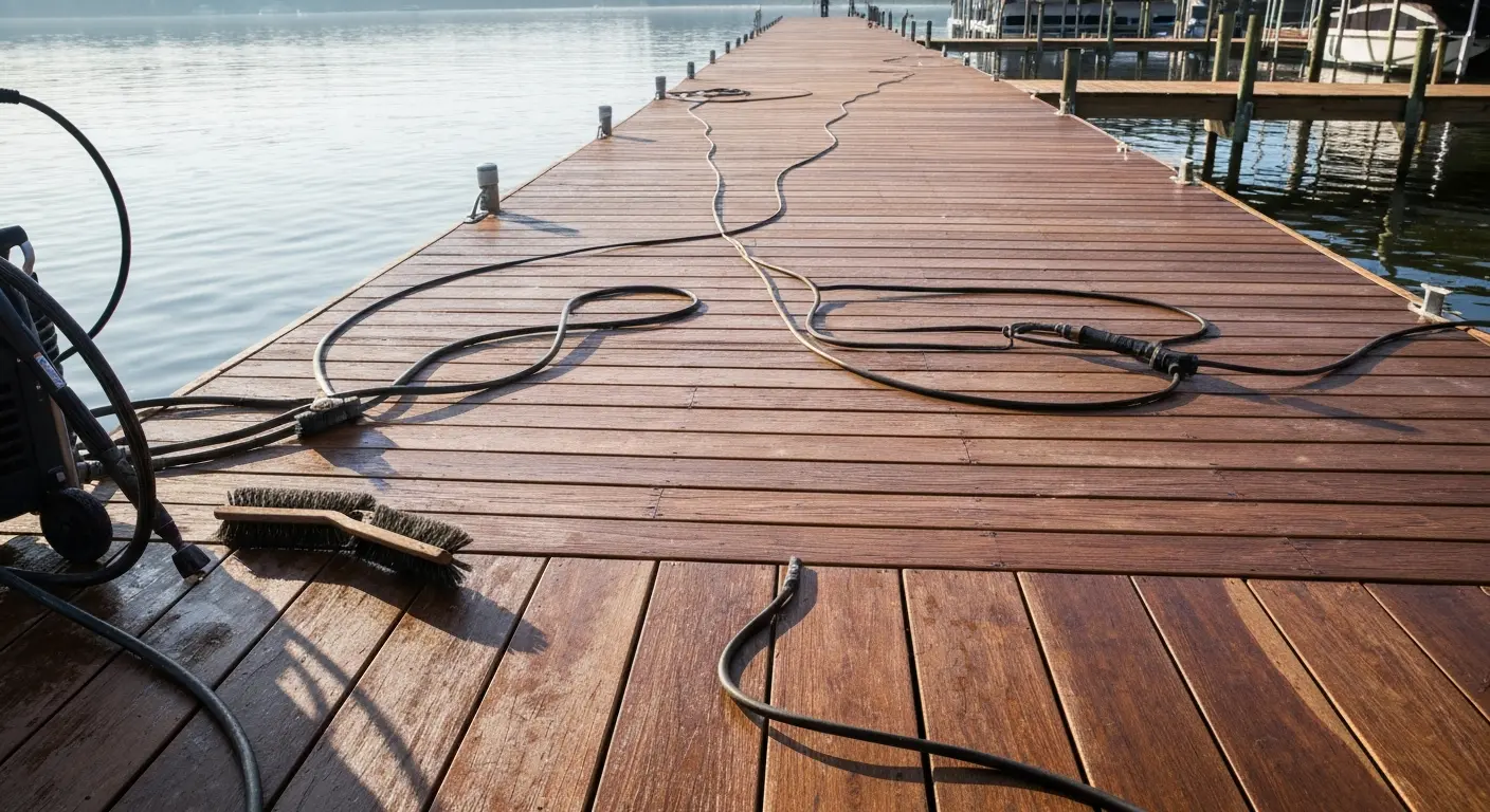 Dock cleaning at Smith Mountain Lake