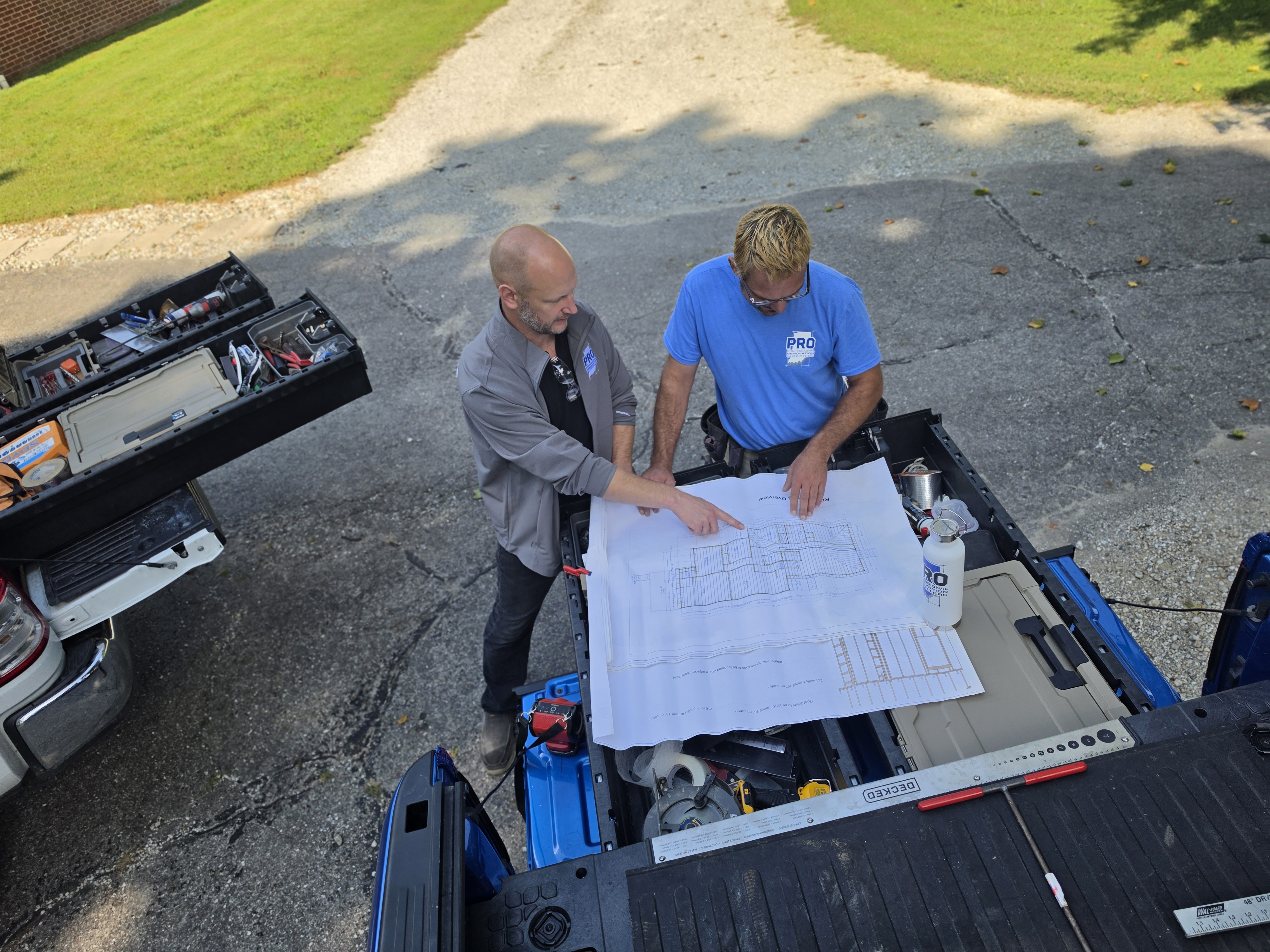 Pete and Adam of Indiana Pros on a job site in Hamilton County, Indiana