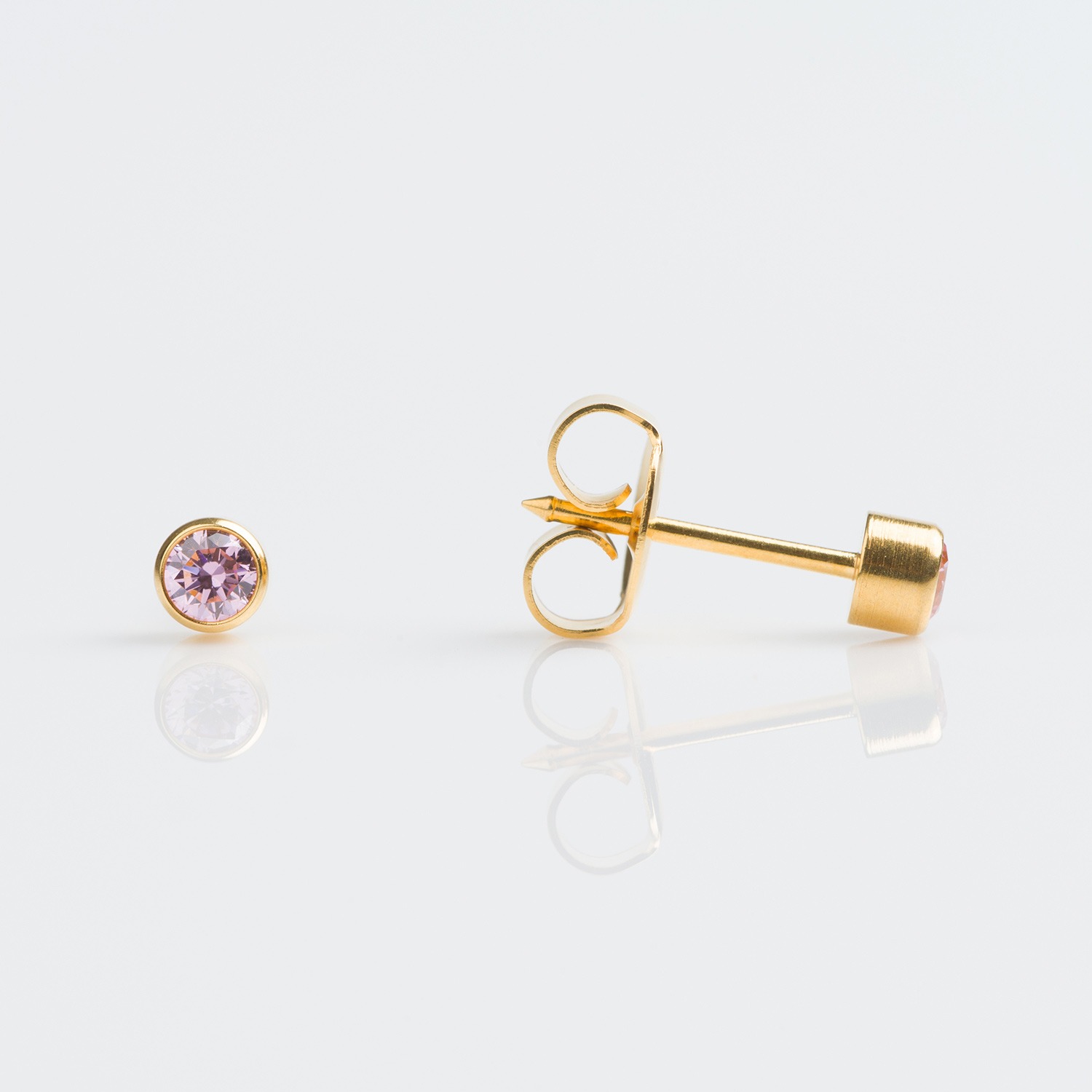 Pink bezel-set cubic zirconia stud earrings