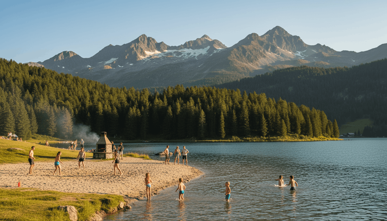 Untersee Arosa mit Sandstrand