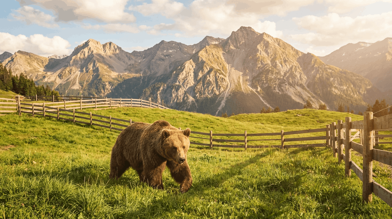 Bären im Arosa Bärenland bei Sonnenschein