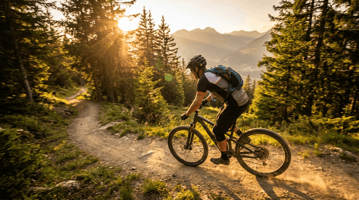 Mountainbiker auf Trail im Bike Kingdom Lenzerheide