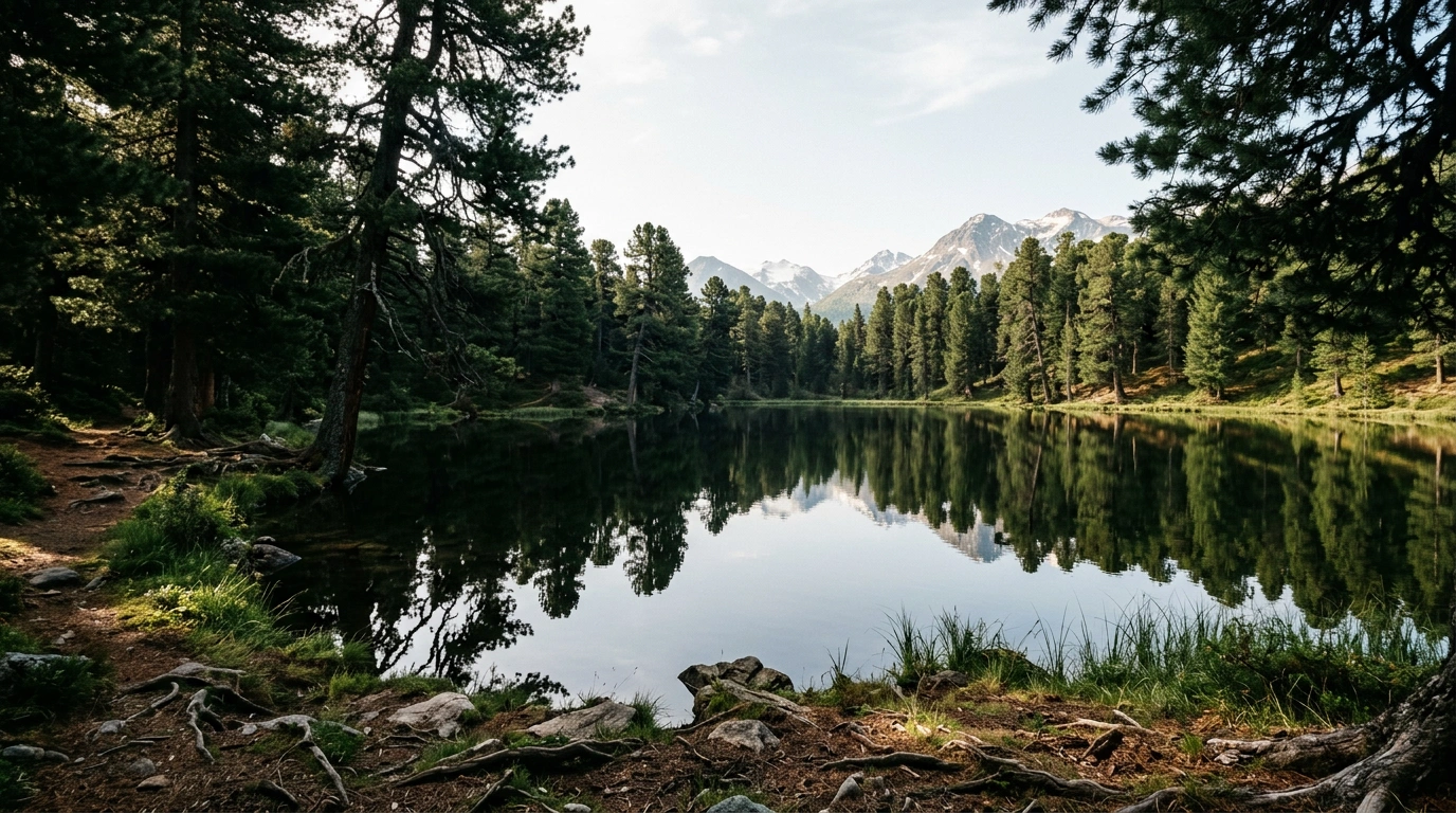 Stazersee umgeben von Arvenwäldern St. Moritz