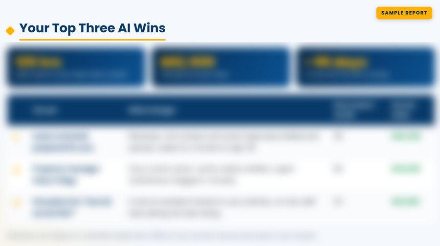 Sample AI Game Plan page: Your top three AI wins
