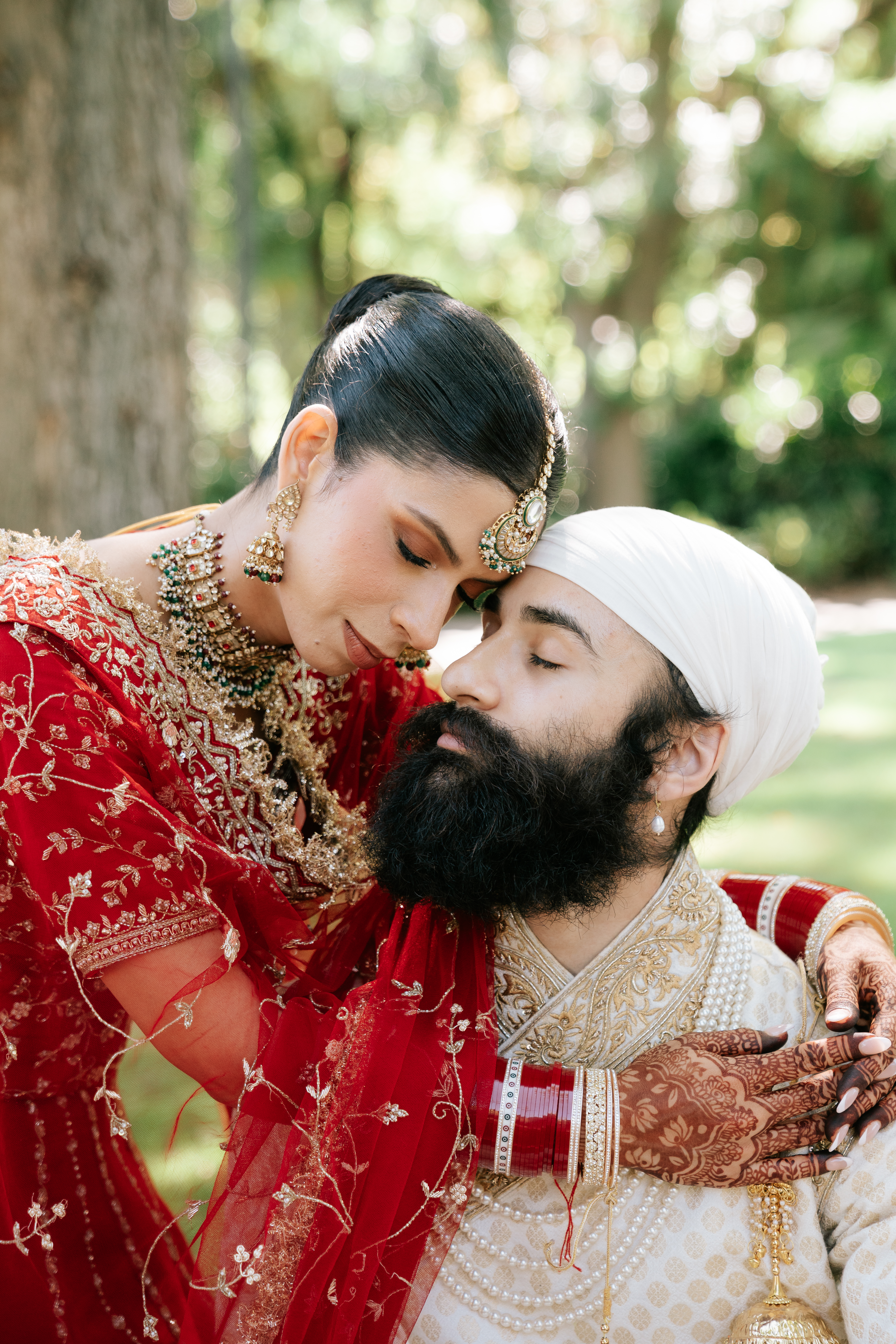 Couple at a floral mandap