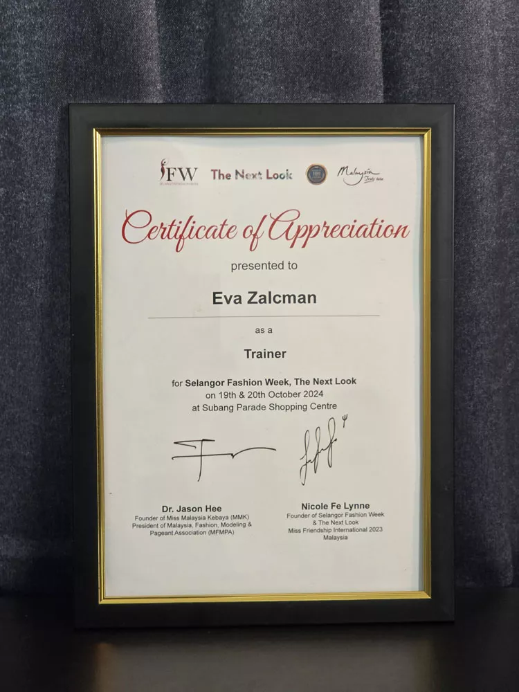 Selangor Fashion Week trainer certificate