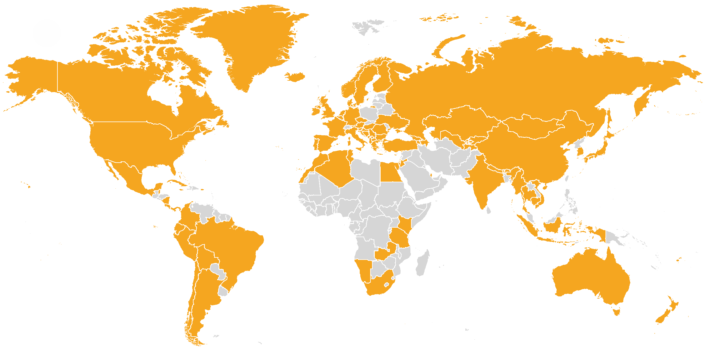 World Map with highlighted countries where Skint author LA Petrie has been