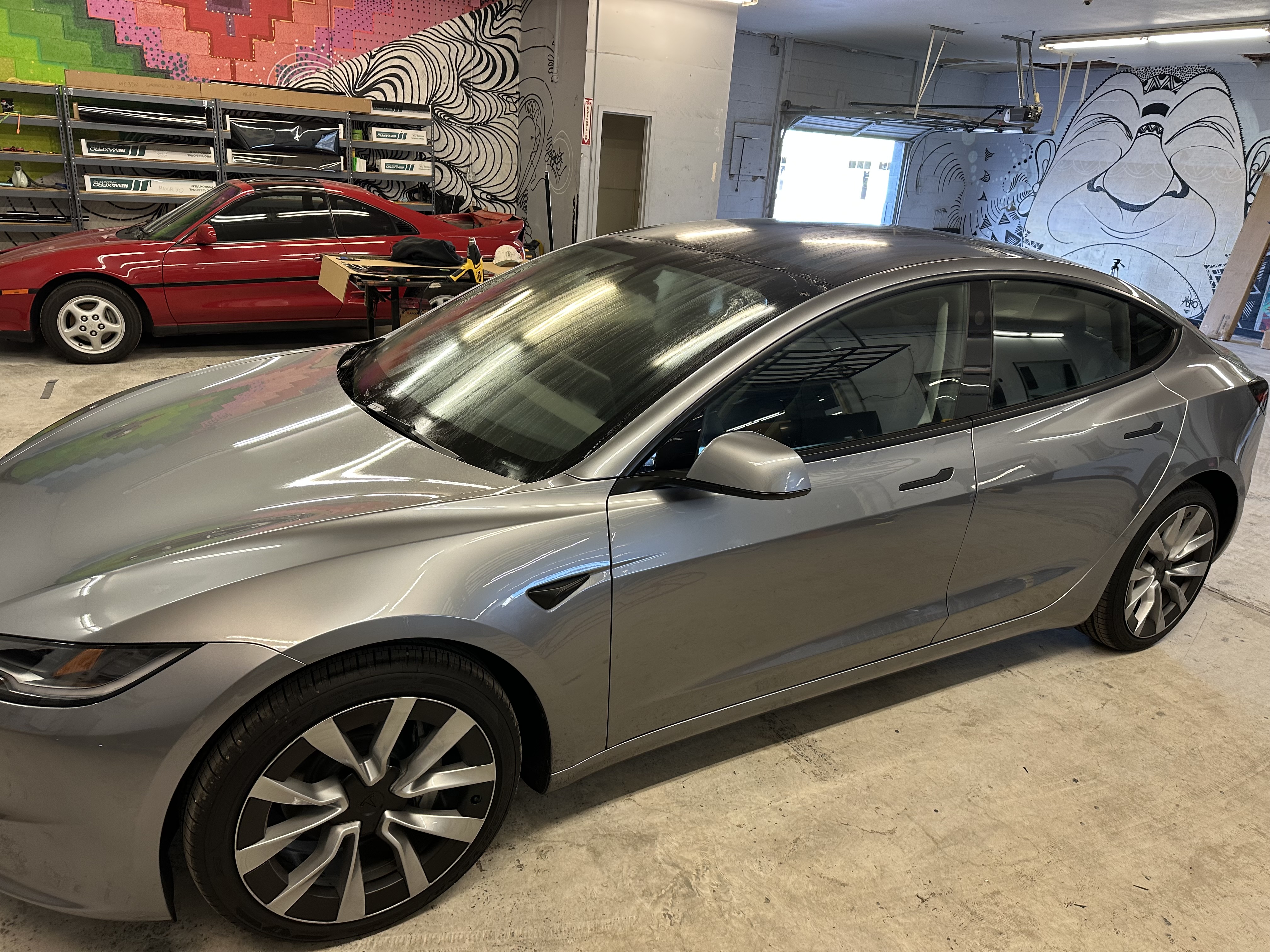 Tesla Model 3 with ceramic window tint at Copperstate Tint shop in Tempe Arizona