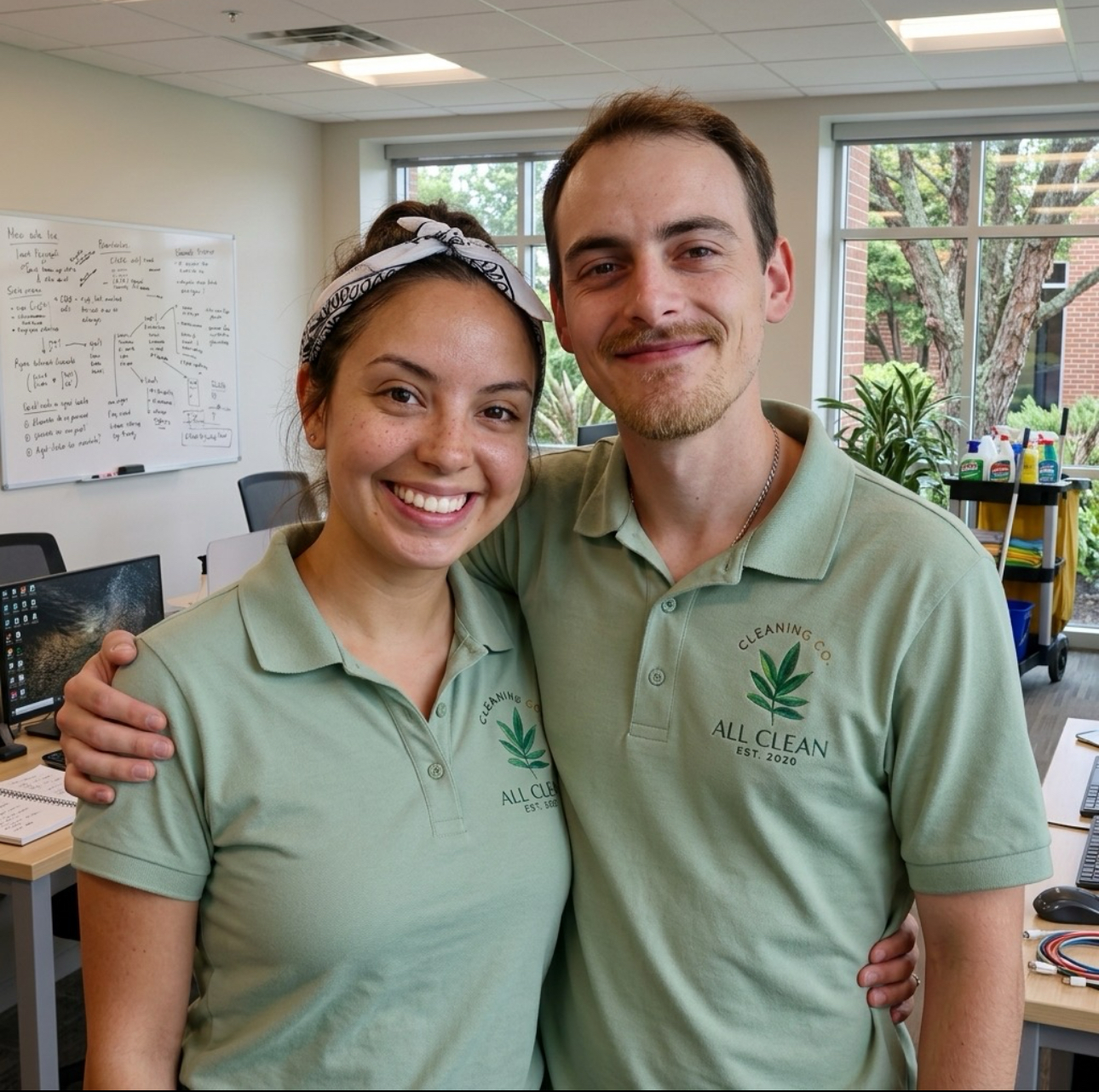 Friendly husband and wife owners of All Clean Cleaning Co.