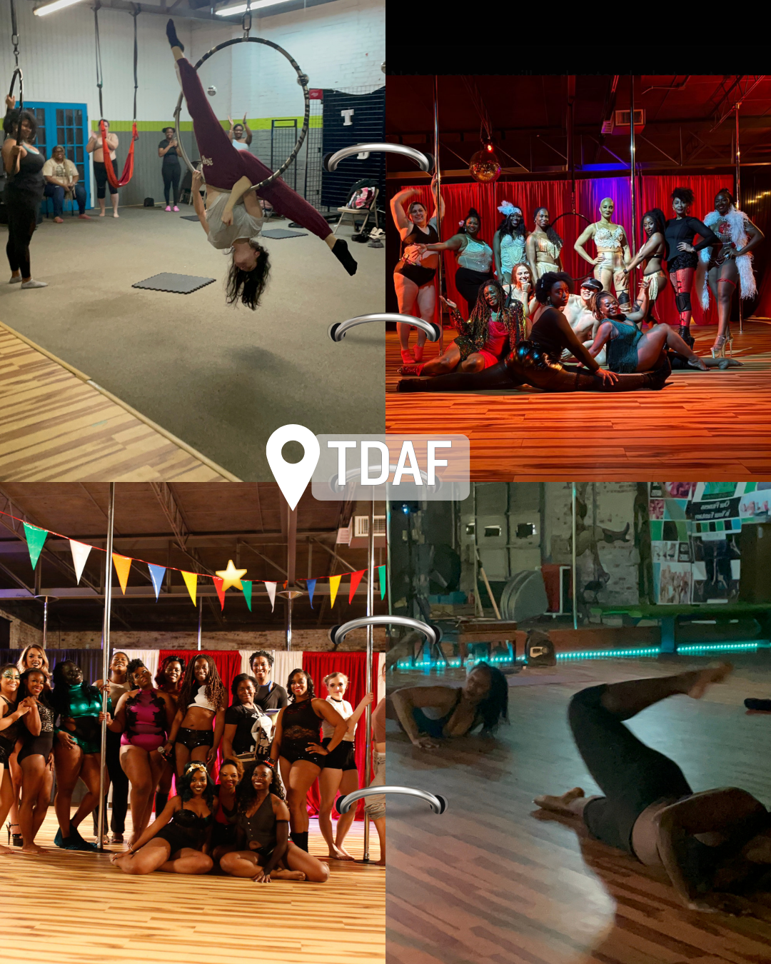 Taboo Dance & Aerial Fitness — studio community collage