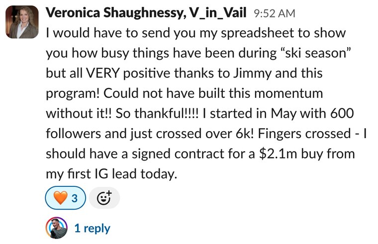 Client win shared in Slack