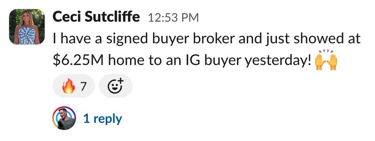 Client win shared in Slack