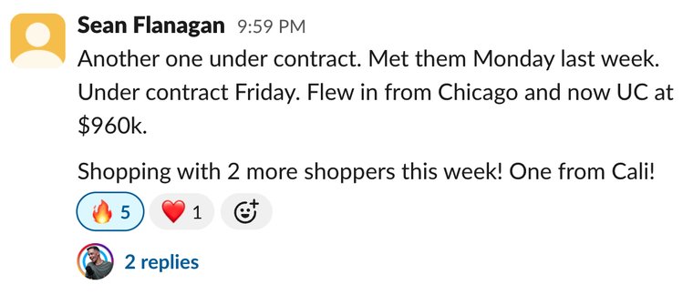 Client win shared in Slack
