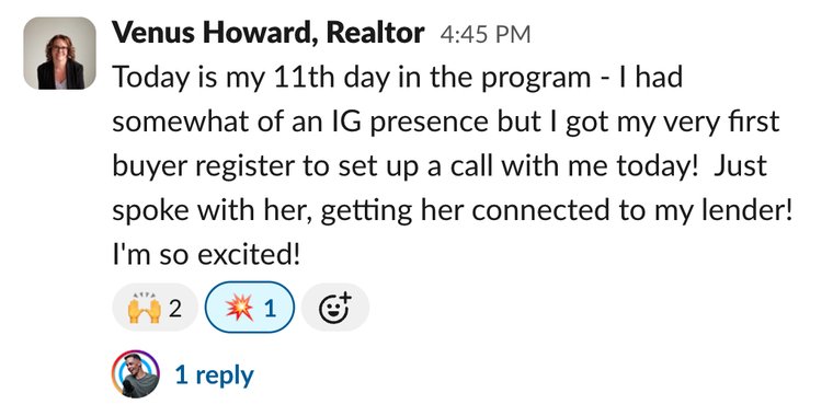 Client win shared in Slack