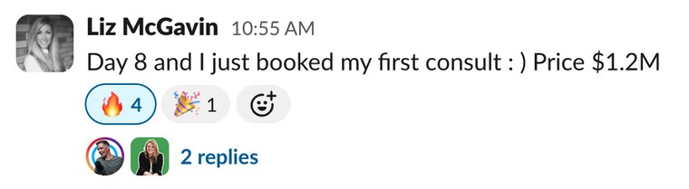Client win shared in Slack